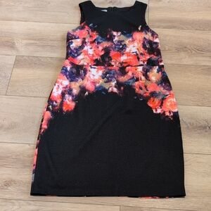 Maggy London Black and Red Floral Mini Dress